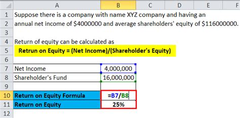 Return On Equity Formula Roe Calculator Excel Template