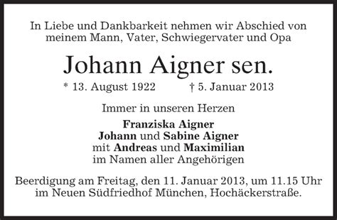 Beachten Reise Schlachtschiff Johann Aigner M Nchen Todesanzeige