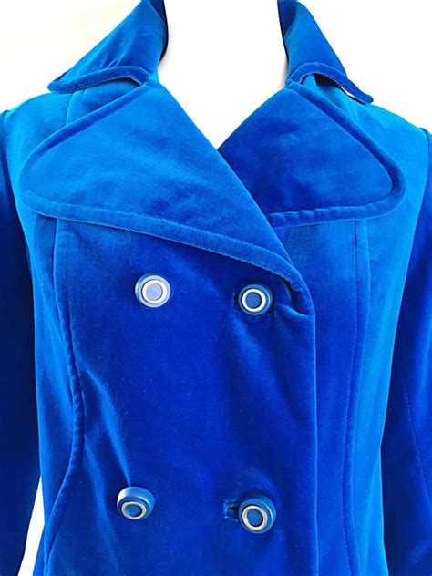 1960s Surrey Classics Cerulean Royal Blue Velvet Double Breasted Jacket