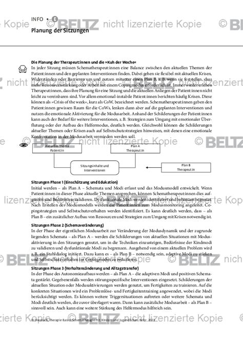 Schematherapie Mit Kindern Und Jugendlichen Planung Der Sitzungen