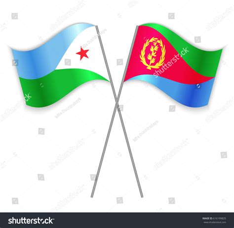 Djiboutian And Eritrean Crossed Flags Djibouti Royalty Free Stock