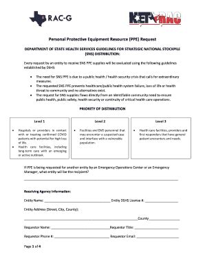 Fillable Online Personal Protective Equipment Resource Ppe Request