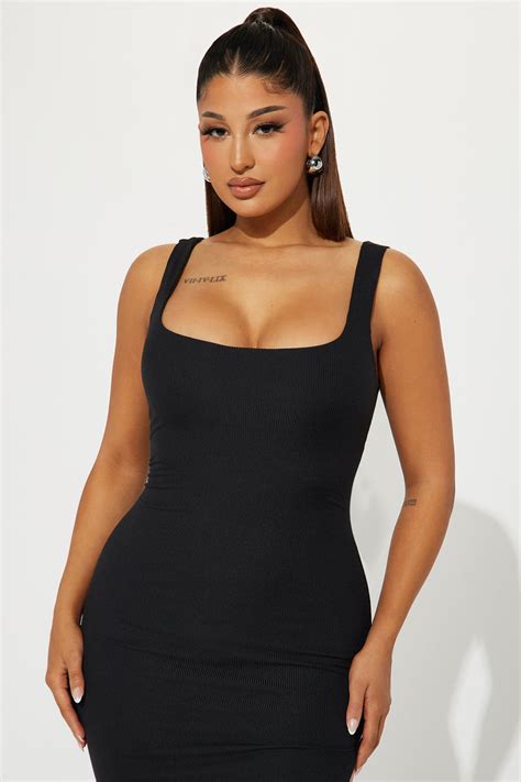 Allie Ribbed Midi Dress Black Fashion Nova Dresses Fashion Nova