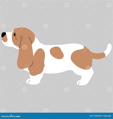 Simple And Cute Illustration Of Lemon And White Basset Hound In Side