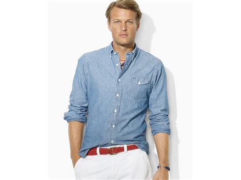 Polo Ralph Lauren Slim Fit Cotton Chambray Shirt in Blue for Men ...