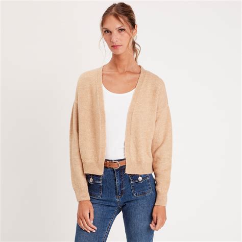 Gilet Manches Longues Beige Femme Cache Cache