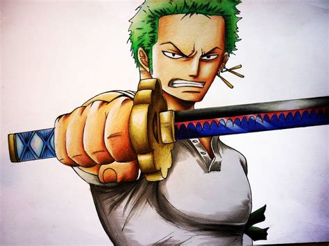 Roronoa Zoro One Piece Fanart Colored Pencil Drawing Manga Drawing ...