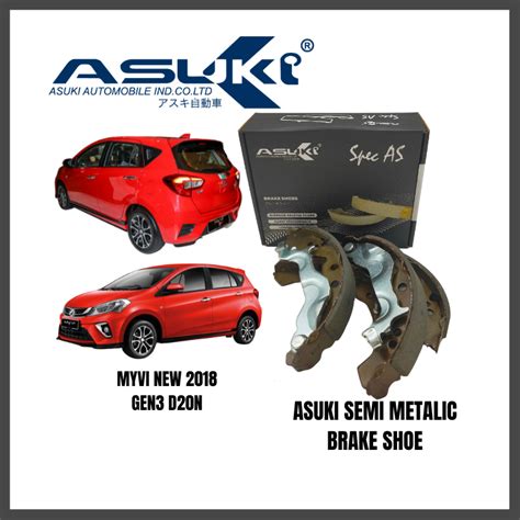 Asuki Premium Rear Brake Shoe Perodua Myvi 2018 Gen3 D20n Superior