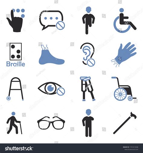 Disability Icons Two Tone Flat Design Vector Royalty Free Stock