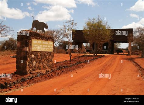 Entrance To Tsavo West National Park Kenya Stock Photo Alamy