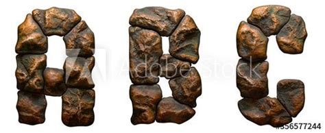 Set Of Rocky Letters A B C Font Of Stone On White Background D Ad