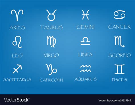 New Zodiac Signs Icons Set Simple Royalty Free Vector Image