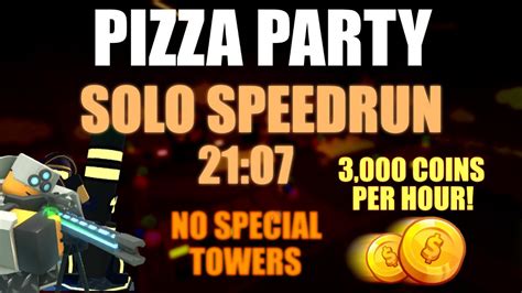 Solo Pizza Party Speedrun With No Special Towers Coins