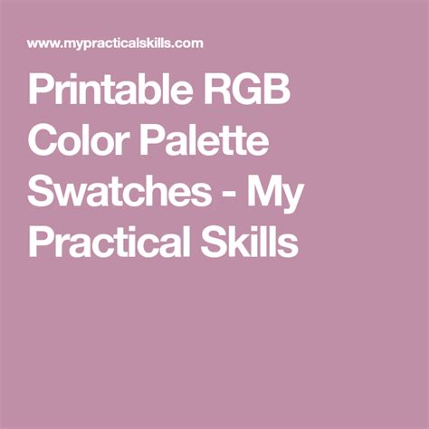 Printable Rgb Color Palette Swatches My Practical Skills Images