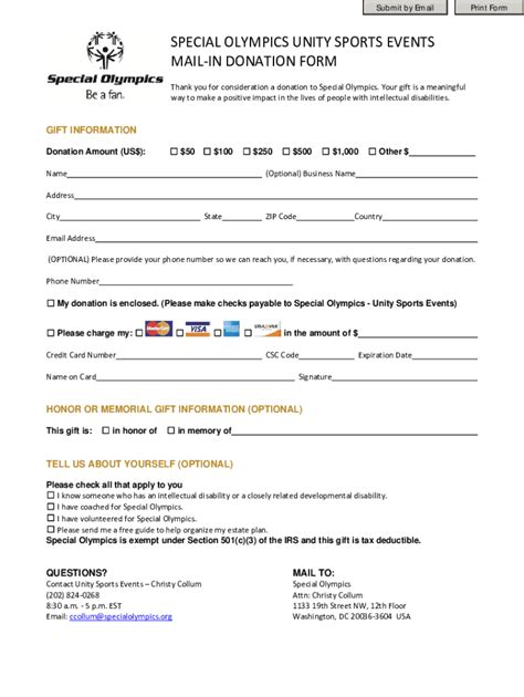 Fillable Online Media Specialolympics Support Donation Form Fax Email