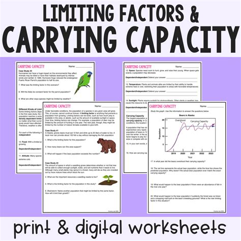 CARRYING Capacity Worksheets Library