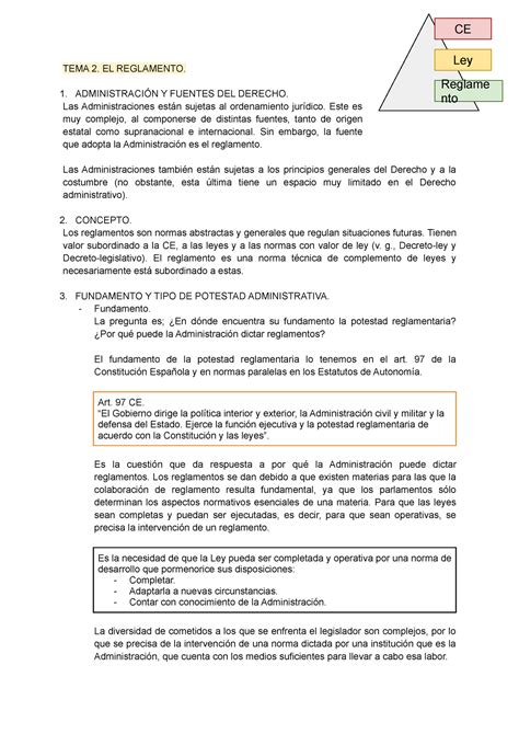 TEMA 2 Apuntes Del Tema 2 De Derecho Administrativo I TEMA 2 EL