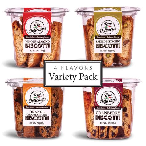 True Delicious Biscotti - 4 Flavors Variety Pack