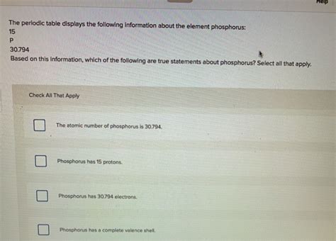 Solved The Periodic Table Displays The Following Information Chegg