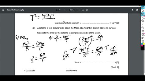 Calculating The Moon S Gravitational Field Strength Youtube