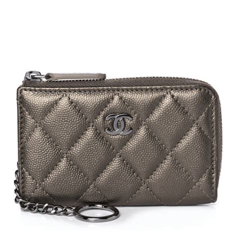 Chanel Metallic Caviar Quilted Key Holder Case Bronze 977639 Fashionphile