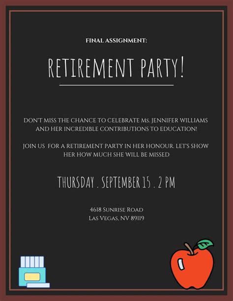 Simple Chalkboard White And Black Teacher Retirement Party Invitation Venngage