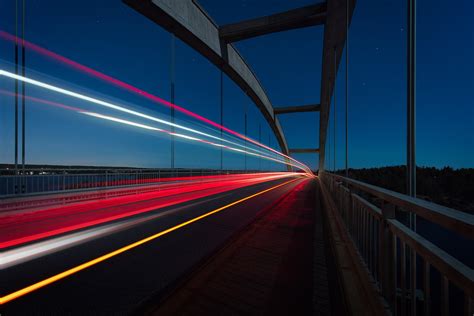 Concrete Bridge Bridge Light Night Hd Wallpaper Wallpaper Flare