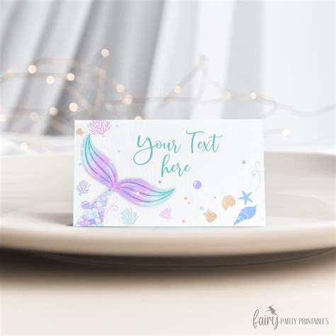 Editable Printable Mermaid Food Tent Cards Mermaids Buffet Etsy