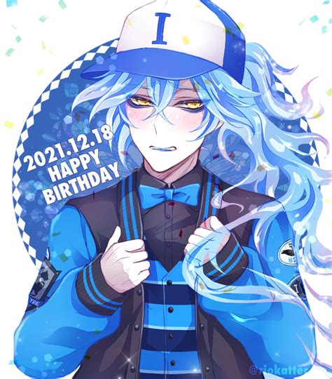 ツイステ「イデア君お誕生日おめでとう〜〜〜〜〜っ‼️🎉🥳 ポニテ最高に似合ってたよ‼」リオカのイラスト