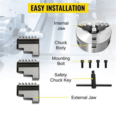 VEVOR K11 125 Mandril De Torno De 3 Mordazas Portabrocas De Torno