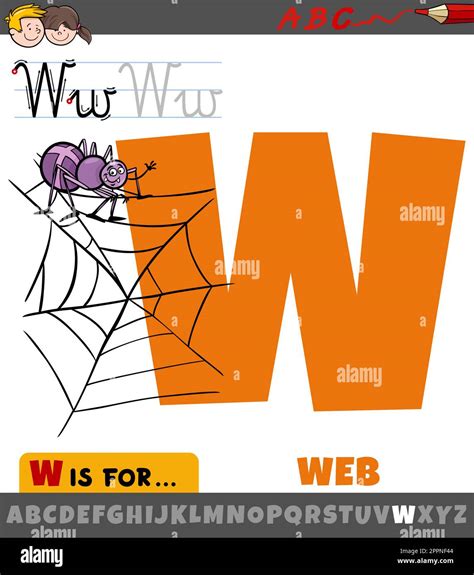 letter W from alphabet with cartoon web Stock Vector Image & Art - Alamy