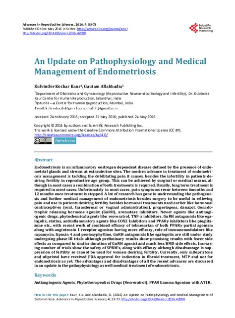 Pdf An Update On Pathophysiology And Medical Management Of