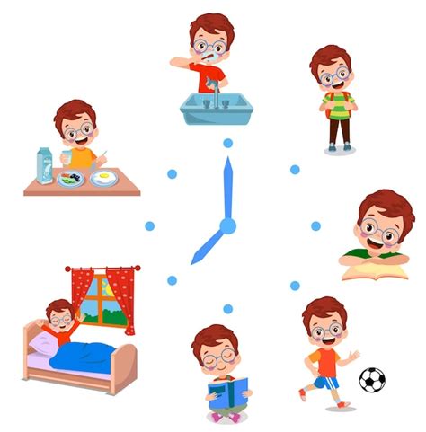 Premium Vector Cartoon Kid Daily Routine Activities Set