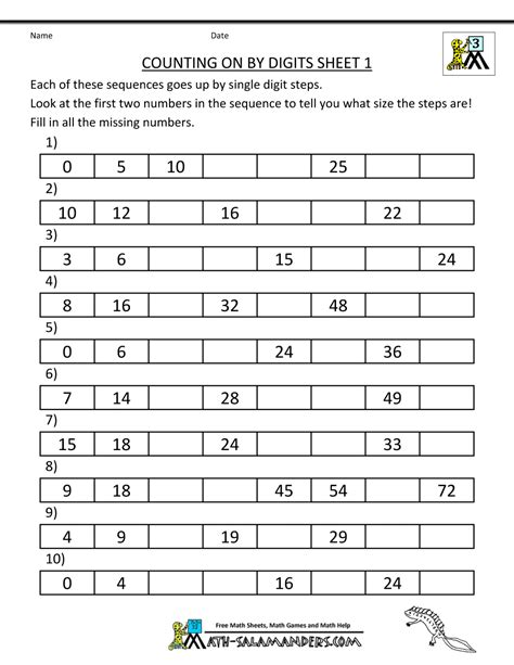 Math Homework Sheets Counting On By Digits 1 1000×1294 Free