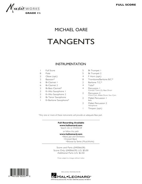 Tangents By Michael Oare Sheet Music For Concert Band At Sheet Music Direct