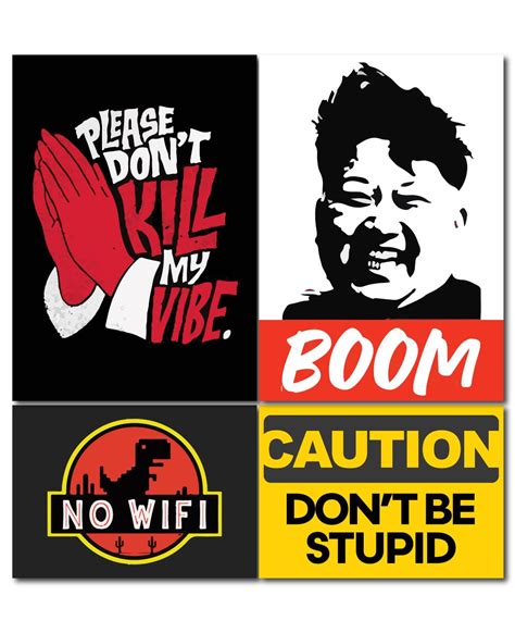 Suridblue Pack Of 4 Funny Quirky Posters For Room Trending Memes