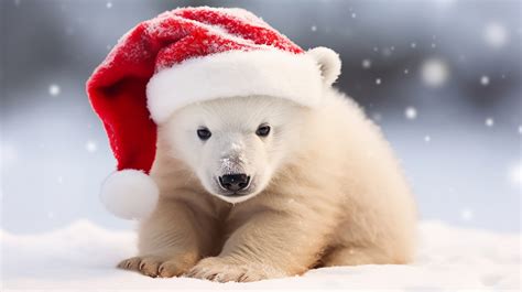 Christmas Polar Bear Cub Free Stock Photo Public Domain Pictures