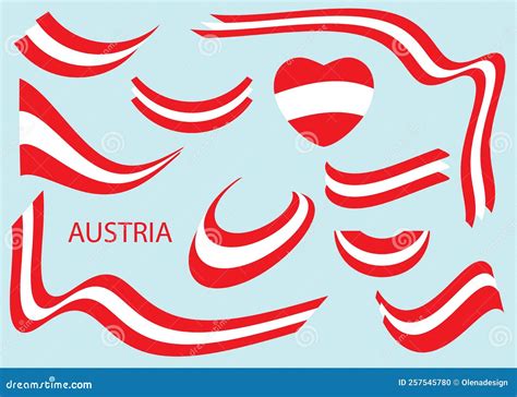 Flag Of Republic Of Austria Vector Ribbons And Curved Shapes Stock Vector Illustration Of