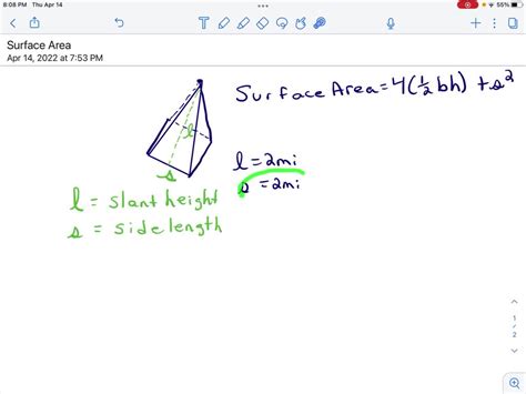 Solved Find The Surface Area Of A Square Pyramid With Side Length