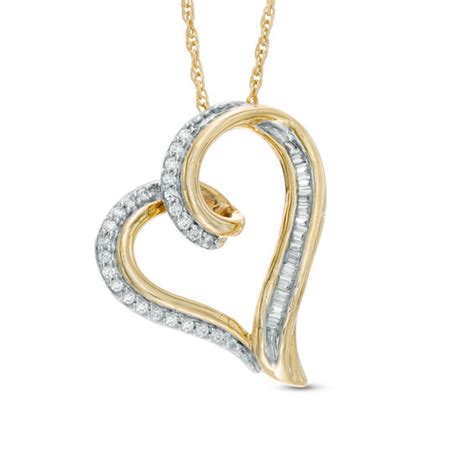 Ct T W Diamond Tilted Looping Heart Pendant In K Gold Online