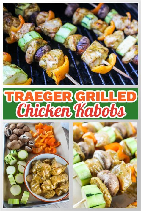 Grilled Chicken Kabobs On The Traeger Traeger Grill Recipes Chicken Chicken Kabobs Grilled