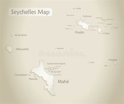 Seychelles Map, Islands with Names, Old Paper Background Stock Vector ...