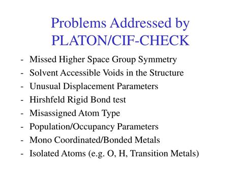 PPT Crystal Structure Validation With PLATON PowerPoint Presentation