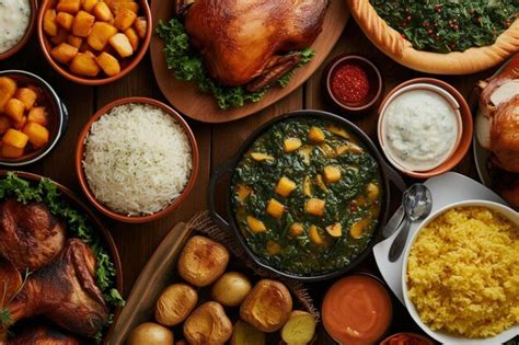 Premium Photo | A table full of different types of food