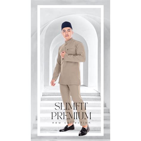 Baju Melayu Slimfit Airis Dark Nude Shopee Malaysia