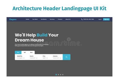 Architecture Header Landingpage Ui Kit Stock Vector Illustration Of