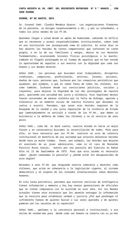 DOC Carta Abierta Al Señor Comandante Del Regimiento Reforzado