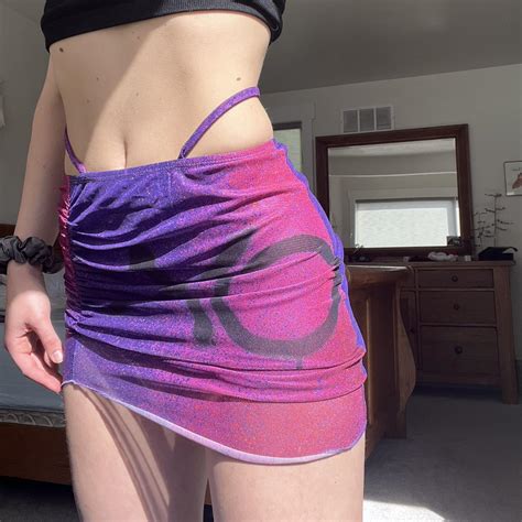 The Kript Xo Purple And Pink Bodycon Mini Skirt Depop