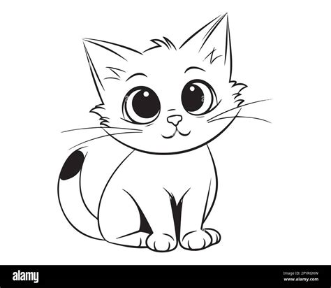 Gato Blanco Y Negro De Dibujos Animados Gato Blanco Y Negro Dibujado A