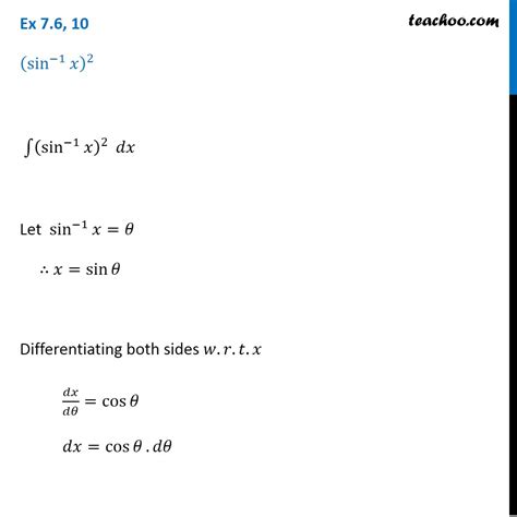 Integrate Sin 1 X 2 Sine Inverse X 2 Chapter 7 Class 12